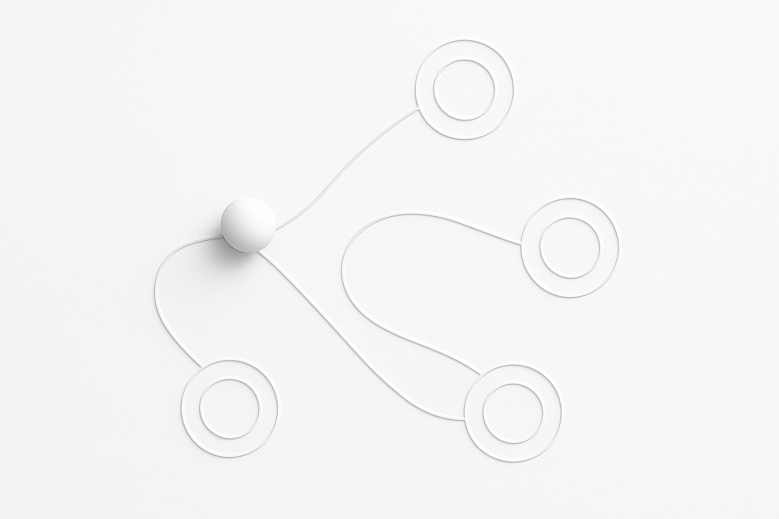 un video minimalista con color blanco , una pelota conectando objetivos constantemente